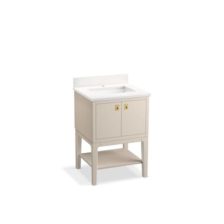 Kohler 24 in. Bathroom Vanity Cabinet With Sink And Quartz Top in Light Clay 35024-LWG